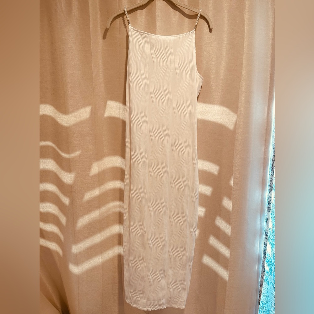 White faux pearl strap dress